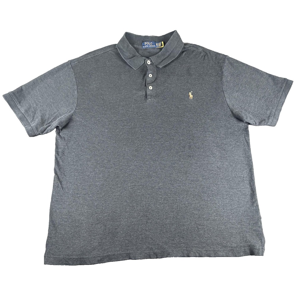 Polo Ralph Lauren Polo Shirt Mens XLT Gray Knit Pony Logo Short Sleeve Casual